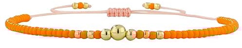 C·QUAN CHI Strangperlenarmband goldene Perlen Toho Perlenarmband bonbonfarbenes Armband für Damen OOTD (Orange)