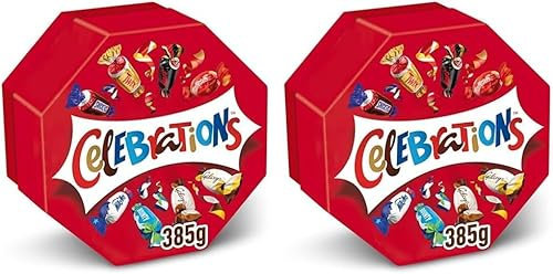 Celebrations Milk Chocolate Gift Box of Mini Chocolates & Biscuit Bars Centerpiece (Maltesers, Galaxy, Snickers & More), 385g (Pack of 2)