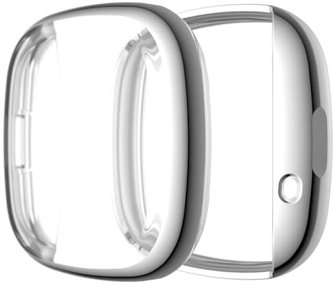 Hülle für Fitbit Versa 3/Sense Schutzfolie Schutzhülle, Silicone TPU Displayschutz Case Cover, Anti-Kratz Anti-Staub Schutz Gehäuse für Fitbit Versa 3/Sense (Silver)