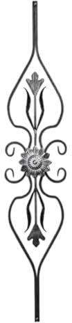 LogistSystem Ornamento in ferro battuto in ferro forgiato, 800 x 180 mm, ad esempio come elemento per finestre, ringhiere, recinzioni, cancelli, rosette, griglia 13.058