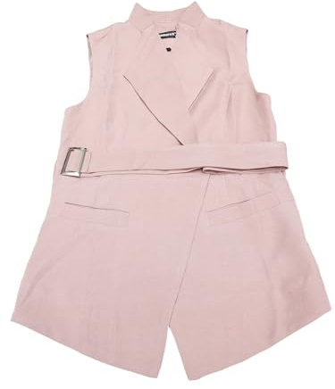 Allegra K Blazer sans manches avec ceinture à col châle pour femmes Rose L