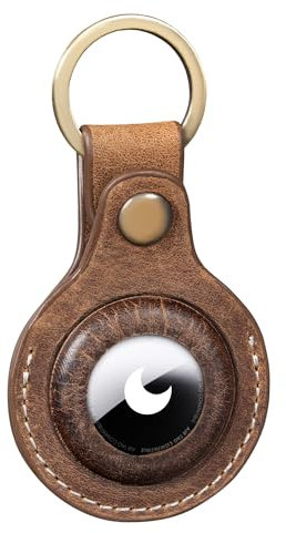 STILORD 'Horus' Airtag Portachiavi Cuoio - Premium Custodia Case Holder Keyring Cover - Copertura Resistente ai Graffi per Airtags - Vera Pelle per un Look Elegante, Colore:marrone medio