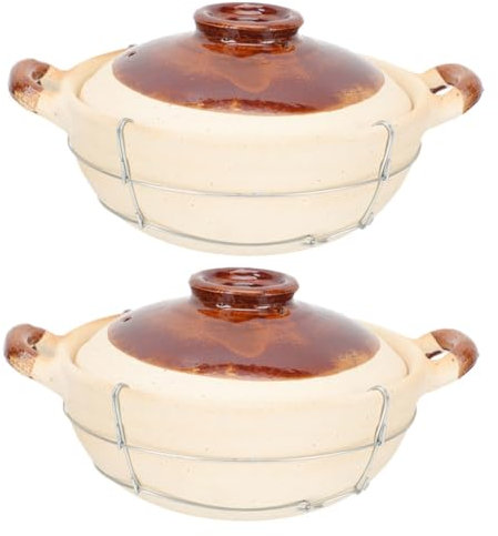 HOLIDYOYO 2pièces Casserole Argile Avec Couvercle Plat De Cuisson Chinois Avec Poignée Ergonomique Pour Soupe Et Ragoût