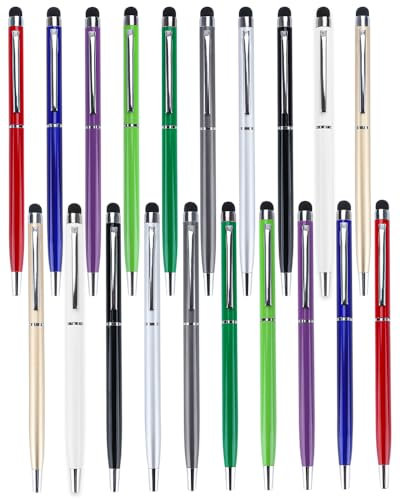 20 penne a sfera 2 in 1 con pennino capacitivo multifunzione in metallo per telefoni cellulari, tablet, iPhone, iPad Pro Air mini smartwatch Samsung Microsoft Surface Google Touch Screen