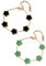 KHDULQ 2 Stück Kleeblatt Armband,Kleeblatt Kette Schmuck 18K Goldplattiertes Vierblättriges Armband Van-Cleef Luxuriöses Glücksarmband Elegantes Design（Grün,Schwarz）