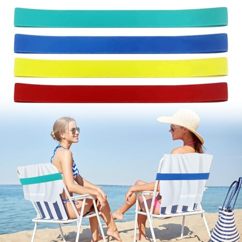 Strandtuchhalter Clips, Strandstuhl-Handtuchbänder, Handtuchbänder für Strand, Strandzubehör, elastisch, verdickt, multifunktional, elastischer Strandtuchhalter, für Sommer Strand Zubehör (4PCS)