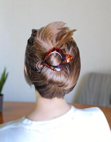 KEMMINTVN Pinza grande para el pelo de carey de acrílico, color marrón, pinza gruesa para el pelo