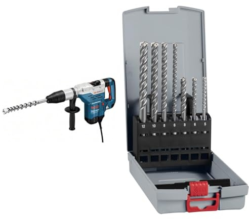 Bosch Professional GBH 5-40 DCE rotary hammer (1,150 W, 8.8 J impact energy, 1,500–3,050 min-1 impact rate) + 7X PRO SDS plus-5X Hammer Drill Bit Set (for Concrete, Lime and Sand Bricks, Ø 5-12 mm)