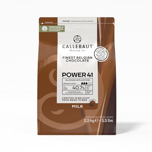 Callebaut Premium 41% Milk Chocolate Callets – 2.5 kg Bag – Medium Fluidity Couverture for Baking, Enrobing & Ganache