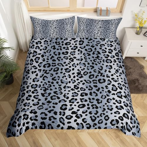 Homemissing Leopard Drucken Bettwäsche Set 135x200cm für Kinder Jungen Mädchen Grauer Gepard Bettbezug Afrikanischer Safari Gepard Betten Weich Bettwäsche-Set mit 1 Kissenbezug
