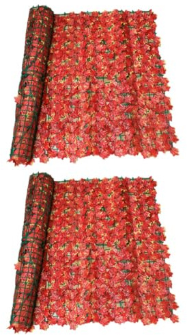 Pqahffowr Red Maple Simulated Fence Net Green Plant Decoration Artificial Leaves Indoor and Outdoor Garden Balcony Decoration