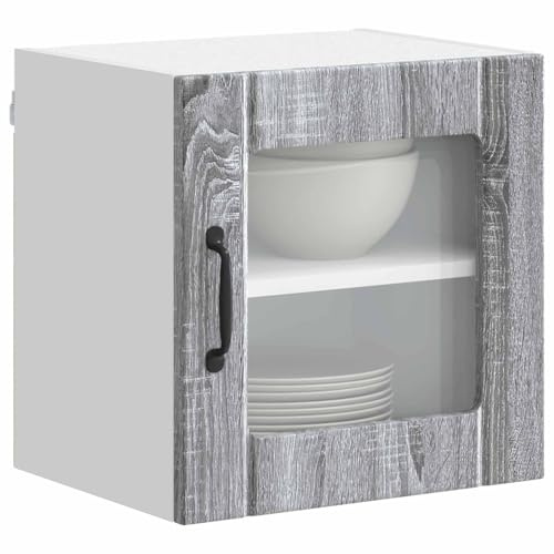 vidaXL Wandglas-Schrank Lucca Graues Sonoma 40 x 31 x 40 cm
