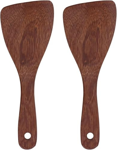 Lnwwrv 2 Palas de Madera para arroz, Palas eléctricas de Fondo Plano, Utensilios de Cocina para Mezclar y Remover arroz