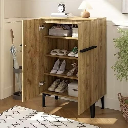 BTM Modern Shoe Cabinet with Double Doors, Large Storage Space and Adjustable Shelves – Practical Entryway Storage Cabinet for Hallway, Space-Saving Design 95×60×34.5 cm