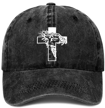 YUAOEUR Christian Jesus Cross Hat - Faith Adjustable Vintage Washed Cotton Baseball Cap for Men Women - Religious Gifts