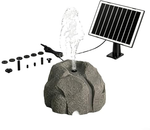 Fontana per uccelli a energia solare, fontana automatica per giardino, cortile, vasca per uccelli all'aperto con acqua fluente per attirare uccelli selvatici, grigio (grigio)