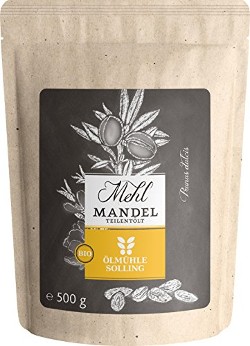 ÖLMÜHLE SOLLING - BIO Mandelmehl ,Vermahlenes Mehl aus teilentölten Bio-Mandeln. Mandelmehl aus kontrolliert biologischem Anbau. Ideal zum Backen und als Zusatz für Müslis , Inhalt: 500 g