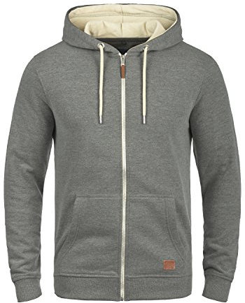 Blend BHHulker Herren Sweatjacke Kapuzenjacke Hoodie mit Kapuze Reißverschluss Kängurutasche Baumwollmischung Regular fit, Größe:2XL, Farbe:Pewter Mix (70817)