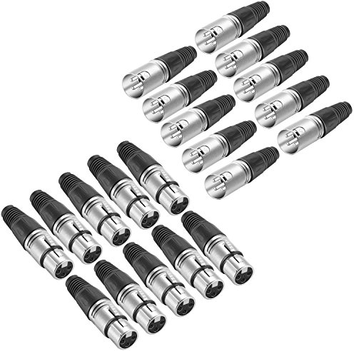NEEWER 20pcs 3 Pin Solder XLR Connector - Audio Jack Microphone Connector 10 Male and 10 Female Plug Cable Connector - Zinc Alloy (Metal)