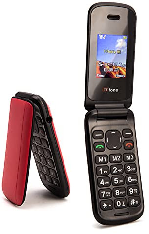 TTsims-Flip TT140 Mobile Phone Camera Bluetooth Cheapest Folding Clamshell Phone (With Mains Charger) (RED)
