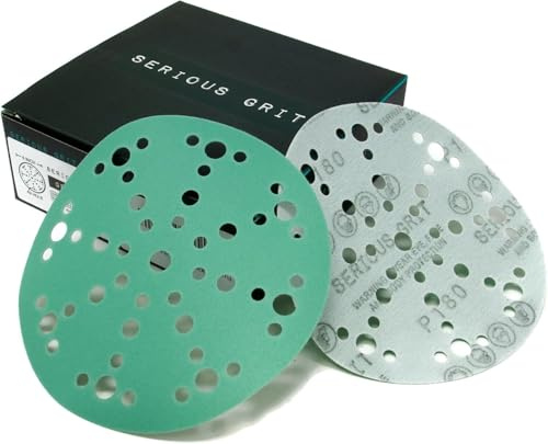 Serious Grit - 6-Inch 49-Hole P180 Grit Sanding Discs - 50 Pack Box