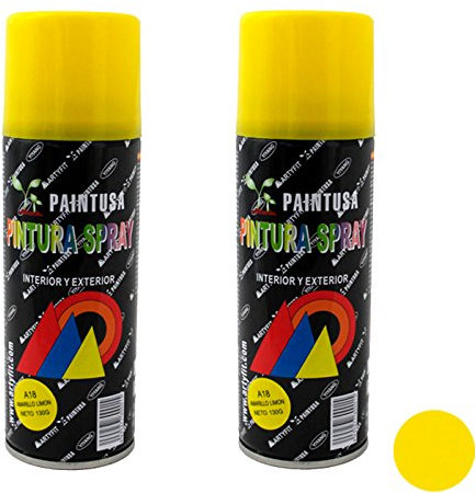 Paintusa - Pack de 2 Botes de Pintura en Spray Amarillo Limón A18 200 ml