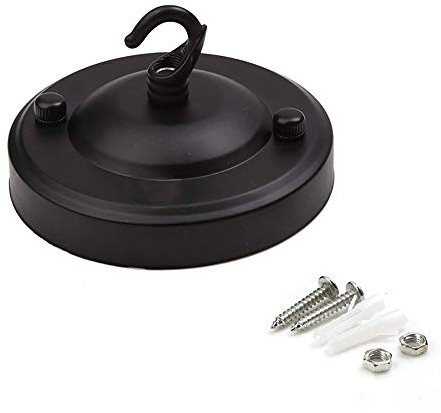 Wankd Vintage Kronleuchter Deckenplatte, Retro Eisen Decke Lampenfassung Basis Platte Halter Pendelleuchte Dach Saugen Festplatte Chassis Leuchte DIY Zubehör (Schwarz)