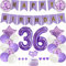 Yunchu Online 36. Geburtstag Dekoration Mann Frau Lila - Tortendeko White Party Deko - Geschenk 36 Jahre Ballon