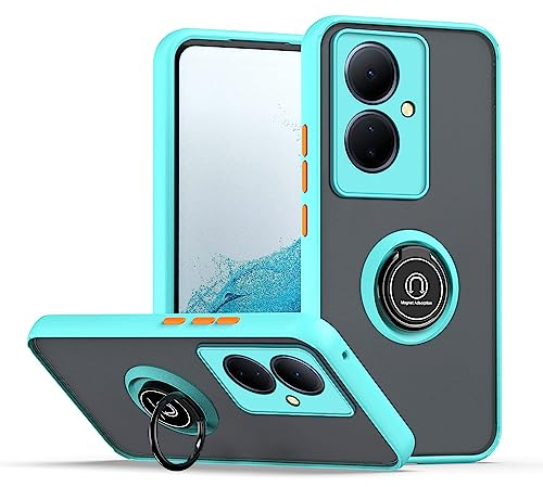 XINYEXIN Coque pour Vivo V29 Lite 5G, Etui Téléphone Antichoc avec Anneau de Support, Hard PC et TPU Bumper Mat Translucide Case Cover - Bleu Ciel