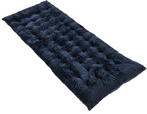 GOPLUS Liegenauflage, Auflage für Gartenliege 190 x 70 x 7 cm, Deckchair Auflage, Baumwolle Feldbett Auflage, Martratze mit 4 Befestigungsbändern für Liegestuhl & Sonnenliege (Blau)