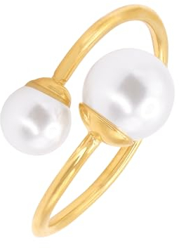 Heideman Ring Damen Carlie aus Edelstahl gold farbend Damenring für Frauen mit Perlen weiß