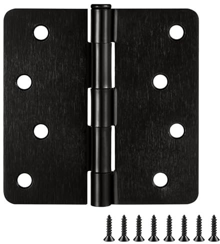 Door Hinges for Interior Doors 6-Pack 4-inch x 4-inch – Rounded 1/4-inch Radius Steel Door Hinge – Oil Rubbed Bronze – Fits Standard Doors – Design House 189472