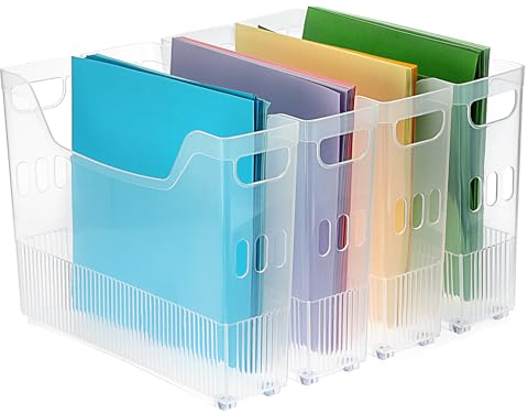 SUMTree 4 Pack Scrapbook Paper Storage with Wheels, 12×12 Inch Paper Storage Organiser, Cardstocks Storage Organiser, Plastic Scrapbook Storage Bins for Blank Papers, Magazines, envelopes, Books