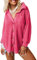 DUOEASE Chemisiers et Blouses Femme Mse Rougehes Longues Pull Cardigan Femme Chic Automne Gilets(Rose Rouge,S)