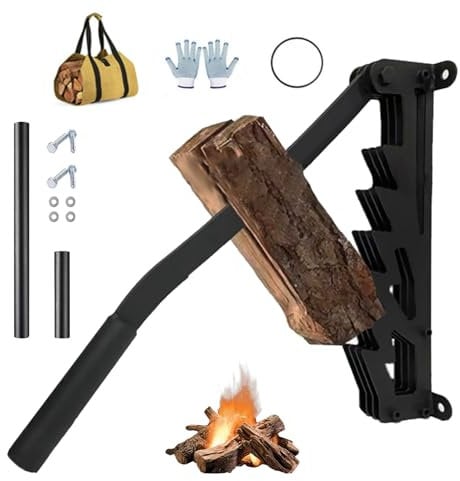 Spaccalegna Manuale da Parete, Spaccalegna Manuale Portatile con Manico Rimovibile e Guanti, Spaccalegna Taglierina In Acciaio Carbonio per Legna da Ardere, Strumento Spaccare per Esterni, Campeggio