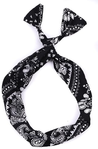 Mytoptrendz® Fascia per capelli retrò con fil di ferro, fascia per capelli pieghevole, stile rockabilly, fascia per capelli con fiocco (nero, stampa Paisly)