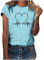 Tunika-Oberteil für Damen, kurzärmelig, Valentinstag, T-Shirt, Herz-Top, Rundhalsausschnitt, Sommer-T-Shirts, lockere Tops, Basic-T-Shirts, lässig, Club, Party, E-Girls, Streetwear, 01#Himmelblau, XXL