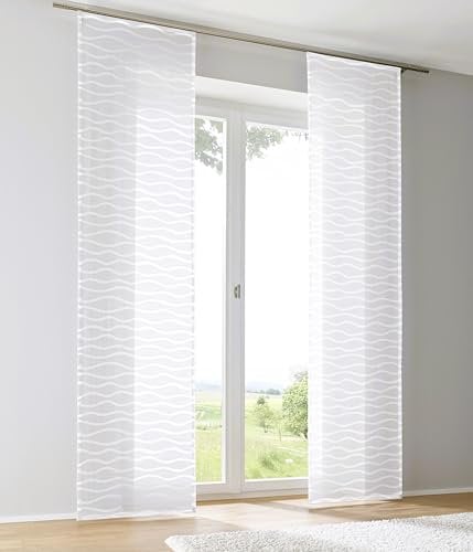 Kutti Schiebegardine Schiebevorhang Raumtrenner Enya weiß Ausbrenner mit Paneelwagen B 60 x H 225 cm (1 STK)