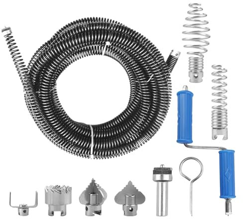 Rohrreinigungsspirale 5m ø12mm, Abflussreiniger Spirale, Spirale Abfluss Rohrreinigung mit Elektrischen und Manuellen Adaptern, Abflussspirale Rohrreinigungswelle, Rohrreiniger Rohrreinigungsgerät