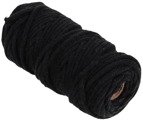 POPETPOP 1 Rollo Cuerda De Algodón Entrelazada En El Núcleo Cuerda De Algodón Tejida a Mano Retorcido Cuerda De Tapiz SOGA Gancho Soltero Cables Colgante Enroscarse Trenza Hilo Hebra Negro