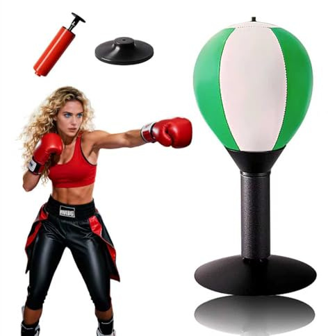 Mini Boxsack FüR Schreibtisch,Boxsack Tisch,Punchingball Desktop,Geeignet FüR Indoor-SportstäTten, Sowohl FüR Erwachsene Als Auch FüR Kinder(Grün Weiß)