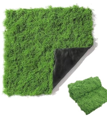 jackfru Künstliche Moosmatte 100×100 cm – Kunstmoos/Mooswand Platte für Wanddeko, Moosbild, DIY & Terrarium – Moosmatten zur Dekoration, grün (Grasgrün)