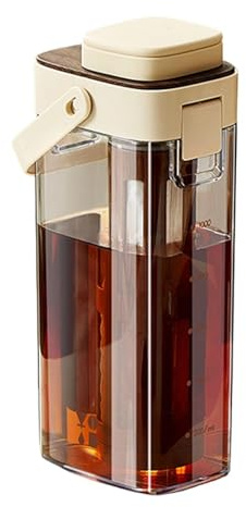 Cold Brew Pitcher, Triple Mesh Filtration - Smooth Texture Acidity Reduction, 32oz Volume Vessel, Refreshment Liquid Infuser, Heat Resistant Material Cylinder | Drink Container for Hikers & Campers