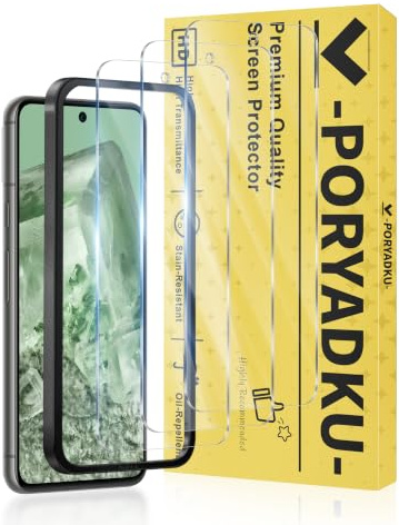 uShield Für Google Pixel 8 5G Panzer Schutz Glas (6,20 Zoll), 3 Stück Schutzfolie Glas, Mit Ausrichtungswerkzeug, 9H Härte, Fingerabdruck kompatibel, HD Anti-Kratzen