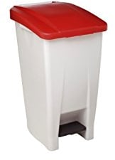 ROSSIGNOL Poubelle mobile en plastique avec pédale 60 L, blanc, 490 x 380 H 700 mm