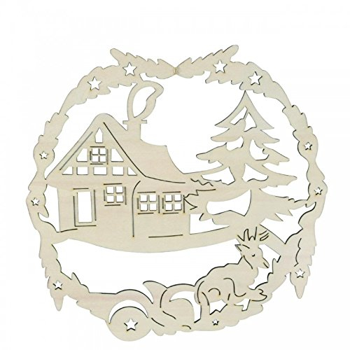 OBC-Kunsthandwerk Winterliches-Weihnachtliches Fensterbild aus Holz gesägt, Haus
