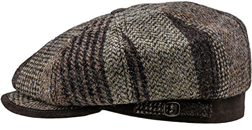 Sterkowski Malone | Tweed Schiebermütze 8 Panel Gatsby Kleid 20er Jahre Kleid Schlägermütze Flat Cap Mützen Herren Winter Hut Mütze für Winter Herbst Newsboy Cap Jagdkappe 54 Braun