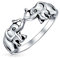 Viel Glück Trunk Up Zoo Tier Zwei Elefanten Ring Für Frauen Für Teenager Oxidiert .925 Sterling Silber
