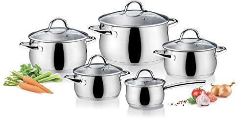 Tescoma Viva Batteria di Pentole, Acciaio Inox 18/10, 24 cm, 10 unità