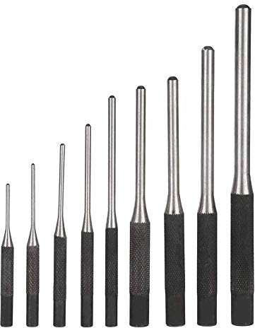 9-tlg Pin Punch Set Werkzeug Stahl extra langes Locher Set Werkzeugmaschinen Holzbearbeitung Rollen Locher und Meißel Set mit Tragetasche